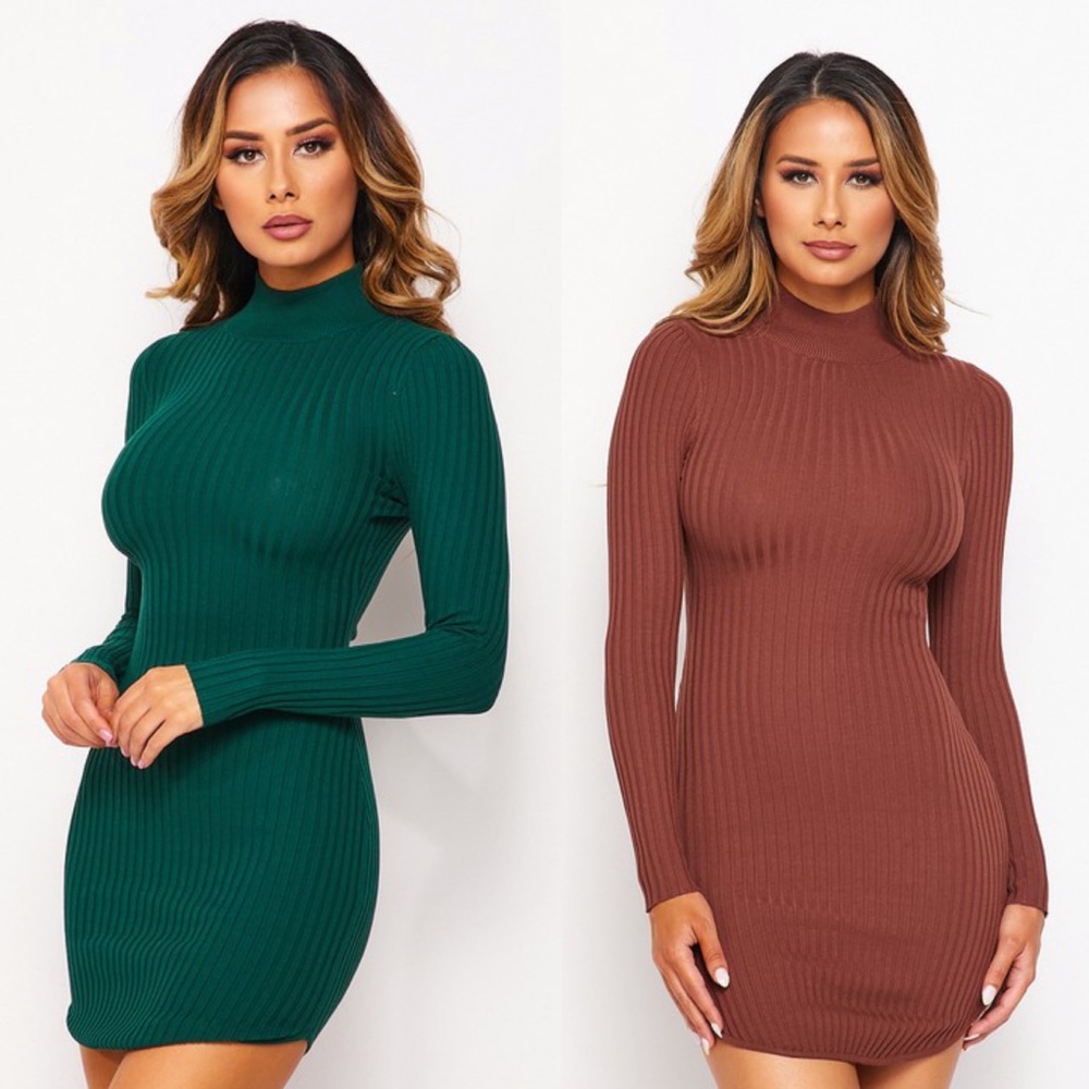 Emerald Mock Neck Knit Dress from Hera Collection